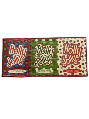 Holly Jolly Playing Cards 3 Decks Set By Russ Berrie Christmas Holiday Theme
